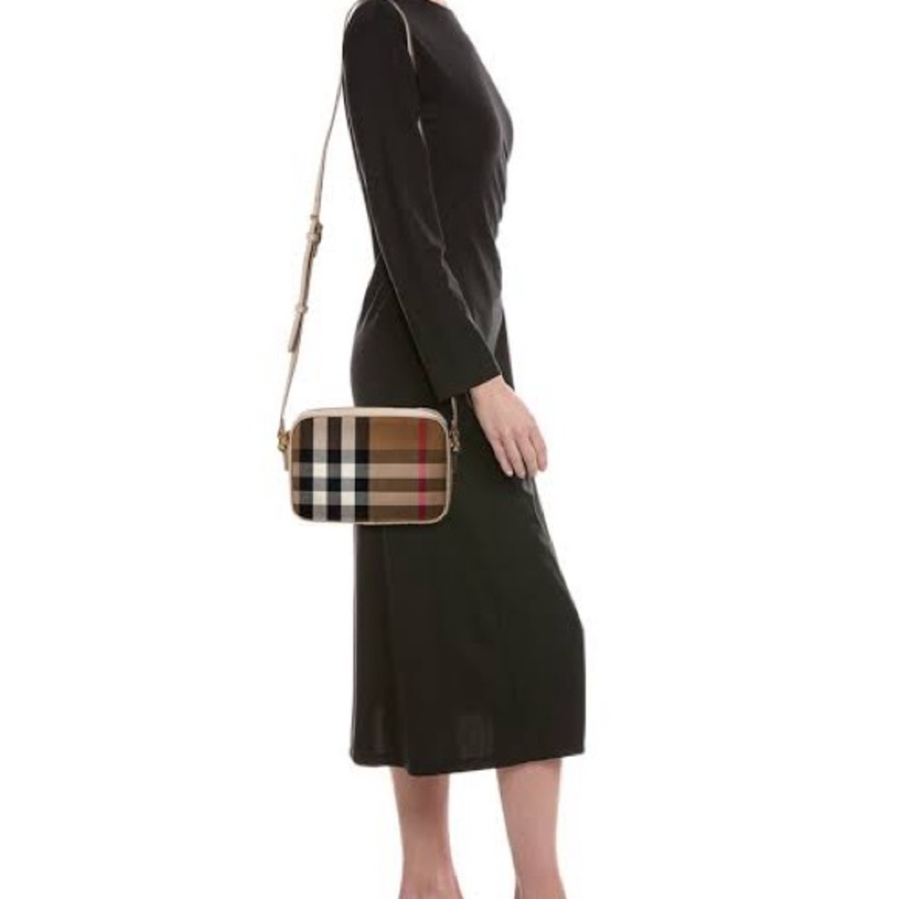 Burberry Beige and Black Check Crossbody Bag